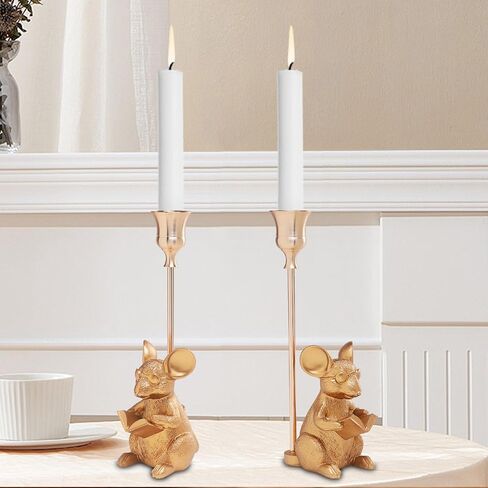 Gold Animal Candle Holders, Easter Animal Decorations, Vintage Rustic Candlesticks Pedestal, Centerpieces Decor for Fireplace Mantle Dining Table Set of 3 in Saudi Arabia