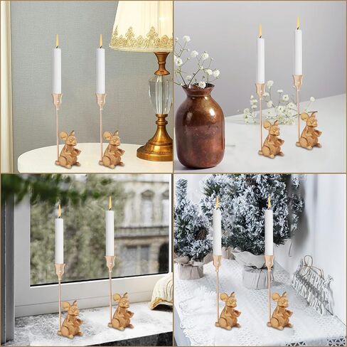Gold Animal Candle Holders, Easter Animal Decorations, Vintage Rustic Candlesticks Pedestal, Centerpieces Decor for Fireplace Mantle Dining Table Set of 3 in Saudi Arabia