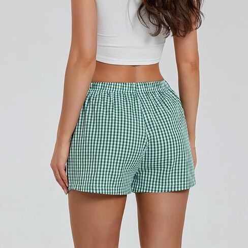 Womens Y2k Plaid Shorts Women Cute Lounge Pajama Sleep Comfy & Casual Gingham PJ Boxer Shorts in Saudi Arabia