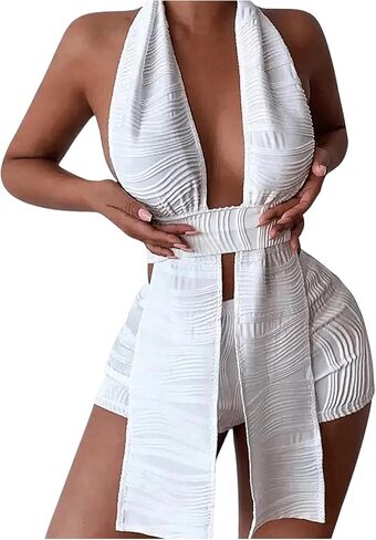 الملابس المكونة من القطاعين للسيدات مثيرة مثيرة مقطوعة من أعلى الرسن والسرات القصيرة in Kuwait