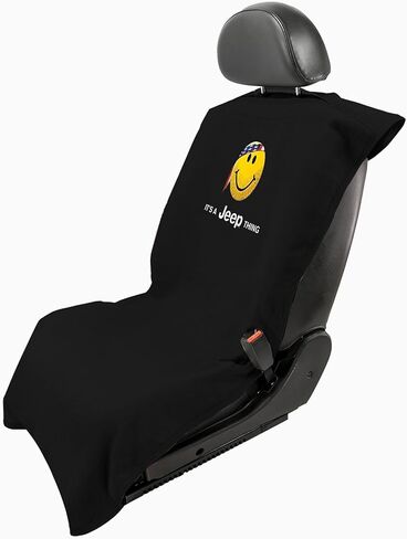 Seat Armour Seat Protector Towel 'Jeep Smiley Face' - Soft Machine Washable Jeep Seat Cover Towel - Easy to Install, Multipurpose Jeep Seat Towel - Black in Kuwait