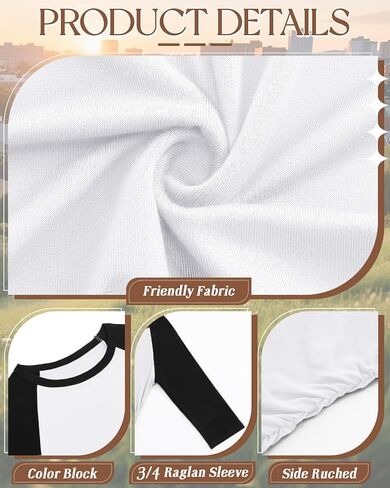 Riyiper Women's Maternity Shirts, 3/4 Raglan Sleeve Cotton Casual Maternity Top Crew Neck Side Ruched Mama Pregnancy Clothes in Saudi Arabia