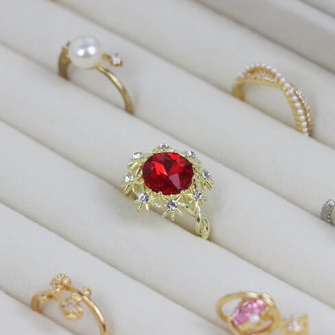 صندوق منظم المجوهرات المخملية ، صواني درج المجوهرات ، علبة عرض حامل قلادة قلادة (بيج ، حلقة+6 صواني الشبكة) in Kuwait