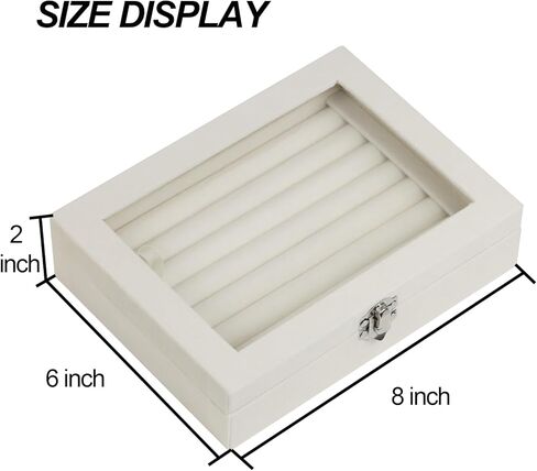 صندوق منظم المجوهرات المخملية ، صواني درج المجوهرات ، علبة عرض حامل قلادة قلادة (بيج ، حلقة+6 صواني الشبكة) in Kuwait