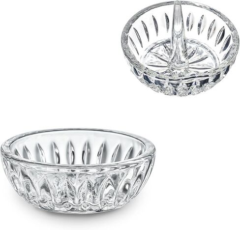 Set of 2 Crystal Jewelry Trays 3.1in Clear Round Trinket Dish Ring Holders for Mother's Day, Birthday, Anniversary Decor in Saudi Arabia
