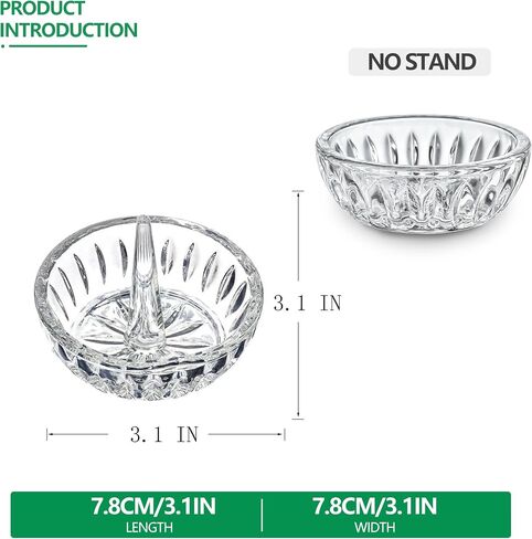 Set of 2 Crystal Jewelry Trays 3.1in Clear Round Trinket Dish Ring Holders for Mother's Day, Birthday, Anniversary Decor in Saudi Arabia