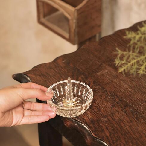 Set of 2 Crystal Jewelry Trays 3.1in Clear Round Trinket Dish Ring Holders for Mother's Day, Birthday, Anniversary Decor in Saudi Arabia