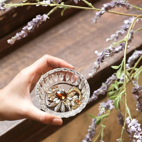 Set of 2 Crystal Jewelry Trays 3.1in Clear Round Trinket Dish Ring Holders for Mother's Day, Birthday, Anniversary Decor in Saudi Arabia