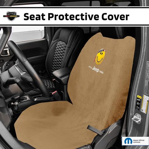 Seat Armour Seat Protector Towel 'Jeep Smiley Face' - Soft Machine Washable Jeep Seat Cover Towel - Easy to Install, Multipurpose Jeep Seat Towel - Black in Kuwait