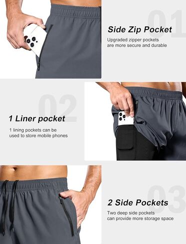 SILKWORLD Men's 2 in 1 Running Shorts 7" Workout Gym Athletic Shorts Quick Dry Lightweight Training Shorts with Pockets in Saudi Arabia