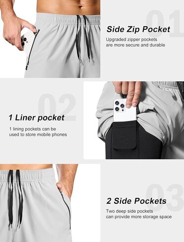 SILKWORLD Men's 2 in 1 Running Shorts 7" Workout Gym Athletic Shorts Quick Dry Lightweight Training Shorts with Pockets in Saudi Arabia