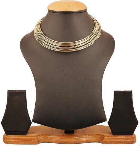 Touchstone Indian Bollywood Handcrafted Designer Jewelry Stylish Torque Necklace in White Or Gold Or Oxidized Silver Tone for Women. in Saudi Arabia