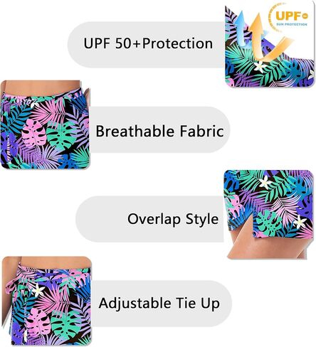 Aobute Womens Summer Upf 50+ شاطئ Sarong تداخل التعادل الجانبي تنورة السباحة (بدون ملخصات) in Kuwait