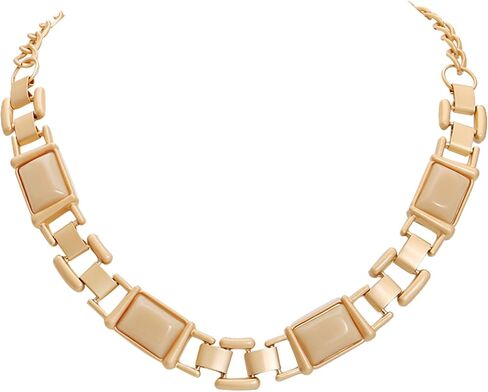 Firstmeet Vintage Resin Rhinestone Necklace Square Shaped Elegant Crystal Collar for Women in Saudi Arabia