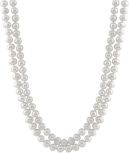 Women's Long Beaded Pearl Necklace - Natural Freshwater 8-9mm Pearls in White, Black, Pink, Grey and Multicolor - 48 Inches in Kuwait