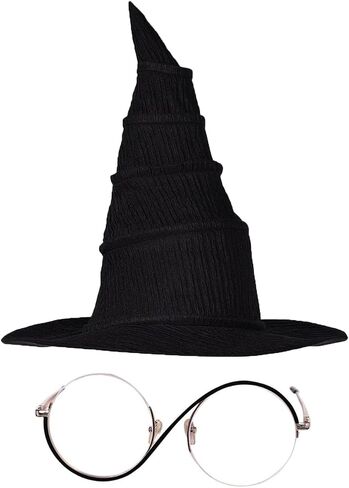 Elphaba Hat Glasses Witch Costume Accessories Round Metal Frame Eyeglasses Headwear in Saudi Arabia