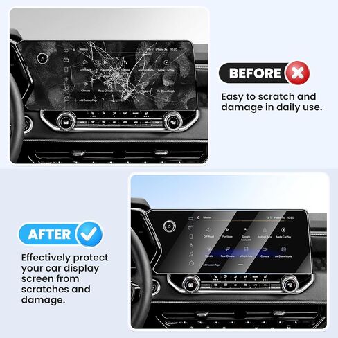 2PCS Screen Protector for 2021-2025 Jeep Grand Cherokee L/Dodge Durango/Chrysler Pacifica, 10.1 Inch Touch Screen Protector Cover Tempered Glass Navigation Display Protective Film in Saudi Arabia