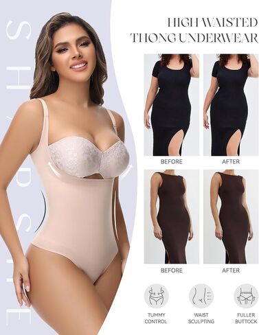 SHAPSHE Tummy Control Thong Shapewear For Women High Waisted Body Shaper Panties Slimming Girdle Compression Underwear in Saudi Arabia