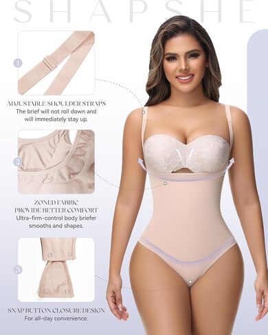 SHAPSHE Tummy Control Thong Shapewear For Women High Waisted Body Shaper Panties Slimming Girdle Compression Underwear in Saudi Arabia