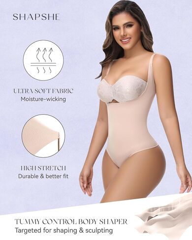 SHAPSHE Tummy Control Thong Shapewear For Women High Waisted Body Shaper Panties Slimming Girdle Compression Underwear in Saudi Arabia