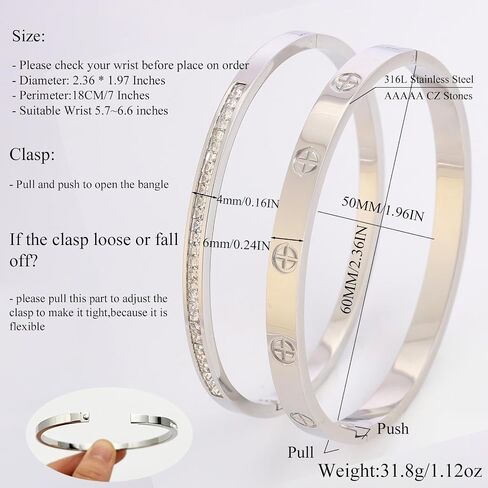 Gold Bangle Bracelets for Women - 2PCS 18 K Gold Plated Stainless Steel Love Bangle Friendship Stack Bracelet Bangle for Her. in Saudi Arabia