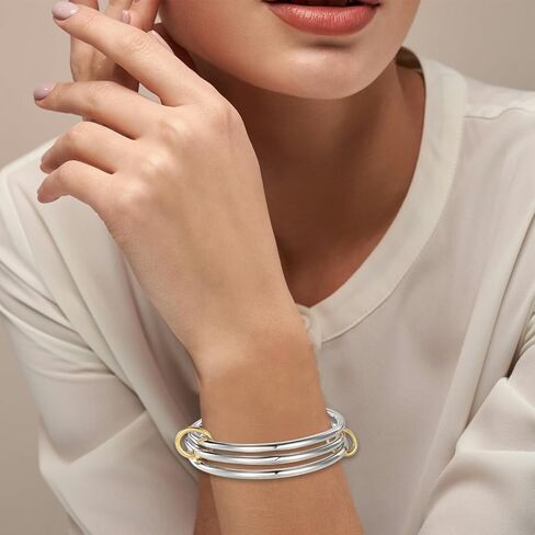 Gold/Silver Bangles Bracelets For Women, 14k Gold Plated Rhinestone Multi Layer Stackable Tennis Bracelet Set, Trendy Dainty Non Tarnish Jewelry Gift for Women in Kuwait