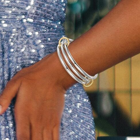 Gold/Silver Bangles Bracelets For Women, 14k Gold Plated Rhinestone Multi Layer Stackable Tennis Bracelet Set, Trendy Dainty Non Tarnish Jewelry Gift for Women in Kuwait