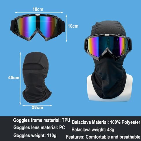 Dirt Bike Goggles ATV Off-Road Riding Motorcycle Motocross Glasses with Sun UV Protection Balaclava Full Face Cover in Kuwait