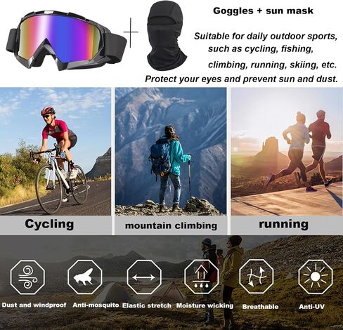 Dirt Bike Goggles ATV Off-Road Riding Motorcycle Motocross Glasses with Sun UV Protection Balaclava Full Face Cover in Kuwait