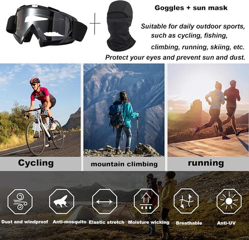 نظارات الدراجة الترابية ATV ATV على الطرق الوعرة ركوب الدراجات النارية أكواب موتوكروس مع حماية الأشعة فوق البنفسجية بالاكلافا غطاء الوجه الكامل in Kuwait