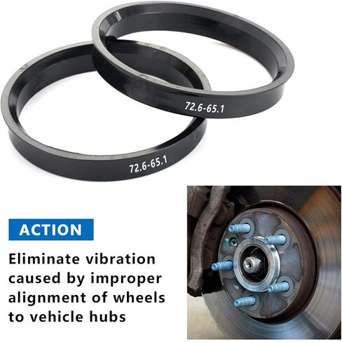 Car Hub Centric Rings 72.6-65.1 mm Set of 4 ABS Plastic Hub Rings in Saudi Arabia