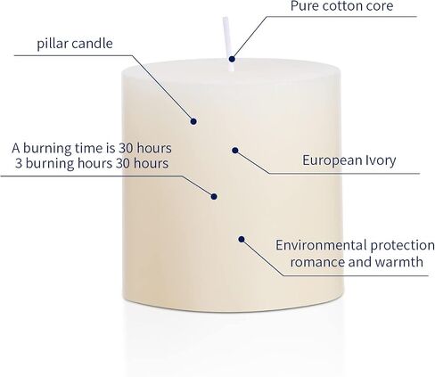 3×3 Ivory Pillar Candles Set of 3 Unscented Handpoured Weddings, Home Decoration, Restaurants, Spa, Church Smokeless Cotton Wick - Ivory 90 Hour in Saudi Arabia