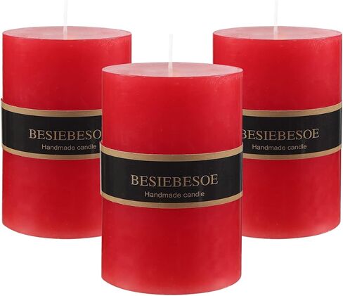 3×3 Ivory Pillar Candles Set of 3 Unscented Handpoured Weddings, Home Decoration, Restaurants, Spa, Church Smokeless Cotton Wick - Ivory 90 Hour in Saudi Arabia