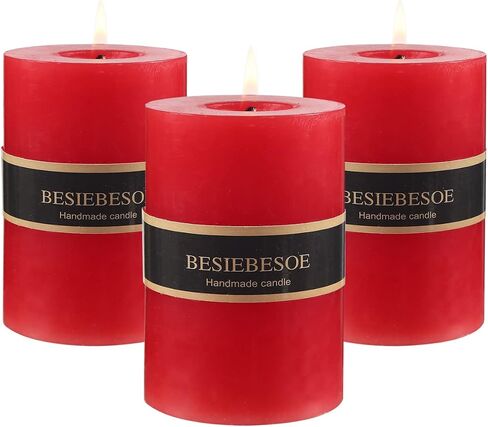 3×3 Ivory Pillar Candles Set of 3 Unscented Handpoured Weddings, Home Decoration, Restaurants, Spa, Church Smokeless Cotton Wick - Ivory 90 Hour in Saudi Arabia