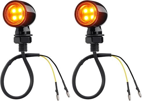 مصابيح إشارة بدوره Benlari دراجة نارية ، مصابيح إشارة دوران خلفية 8 مم و 10 مم ، 4 LEDs Red Amber Blinkers Lights مناسبة لهوندا Yamaha Suzuki Kawasaki Harley Chopper Bobber ، Gloss Black ، 2pcs in Saudi Arabia