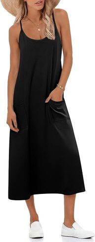 Ekouaer Sleeveless Nightgowns for Women Cotton Racerback Sleepshirt for Sleeping Full Slip Long Dress with Pockets S-3Xl in Saudi Arabia