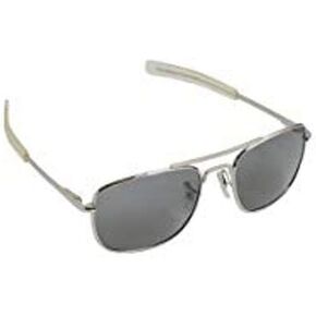 Humvee Pilot Sunglasses - Polarized Aviator Sunglasses Bayonette, Frame, Military Sunglasses with Gray Lenses and Chrome Silver Frame, 52mm
