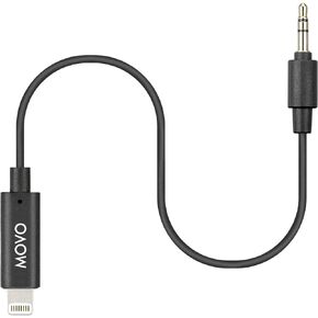 Movo IMA-4 3.5mm Male TRS to Lightning iPhone Adapter Dongle - Apple Microphone Adapter for iPhone - iPhone Aux Adapter for Mics - 3.5mm TRS Male Audio Cable to Lightning - Connects VXR10 to iPhone