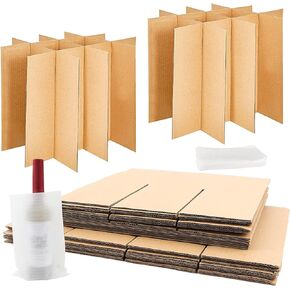 2 Sets Glass Divider Kits for Kitchen Moving Box Dish Packing Moving Boxes-Glass Cell Divider Corrugate Dividers with 24 pcs Foam Pouches Fits in 16x12x12 Inch Box (Box Not Included)