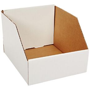Aviditi Jumbo Corrugated Cardboard Storage Bins, 10"x 12"x 8", White, Pack of 25, for Warehouse, Garage and Home Organization