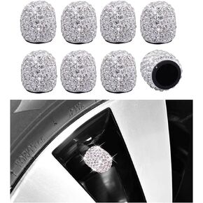Ziciner 4 PCS Handmade Rhinestone Car Tire Valve Stem Cap, Sparkling Crystal Stem Air Cap Cover, Attractive Dustproof Bling Wheel Tire Valve, Universal for Cars Motorcycles Bikes (AB)