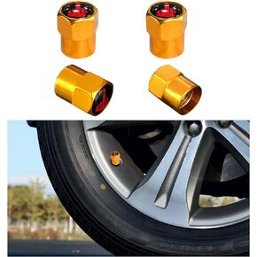Tire Valve Stem Caps, 4 PCS Aluminum Alloy Valve Cover with Anti Leakage Rubber Gasket, Corrosion Resistant Airtight Tire Dust Caps, Universal Stem Covers for Cars SUVs (Middle Finger, Black)