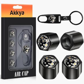 Akkya Tire Valve Stem Caps Cover for Car Bike Bicycle Motorcycles Tractors Mountain Bikes Trucks Black Cute Sloth Metal Chrome Tire Air Pressure Covers Wheel Accessories Parts