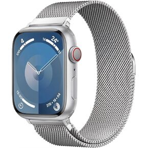 حلقة ميلانو أصلية من الفولاذ المقاوم للصدأ متوافقة مع سوار ساعة Apple 38 مم 40 مم 41 مم 42 مم 44 مم 45 مم 49 مم، سوار بديل بمشبك مغناطيسي لسلسلة iwatch Series Ultra/Ultra2، SE 9 8 7 6 5 4 3 2 1، للنساء