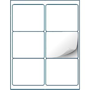 Shop4Mailers 6-Up White Permanent Self Adhesive Shipping Labels 3 1/3" x 4" Easy Peel Stickers for Laser & Inkjet Printers - 100 Sheets - 600 Count Labels
