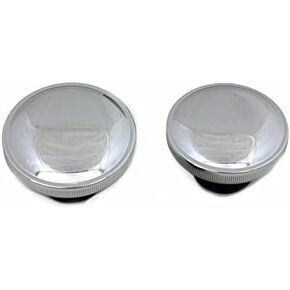Chrome OEM Style Vented/Non-Vented Dual Gas Tank Caps for 1982-Later Harley 2-Piece FAT-BOB Tanks - SOLD AS A SET - Left and Right Hand Thread - Chopper Bobber Cafe Racer