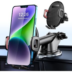 Cell Phone Holder Car Mount Vent Clip with Extended Arm Retractable Holds, Suction Cup Windshield Mount Stand, 360° Adjustable Car Phone Holder Car Dashboard in Saudi Arabia