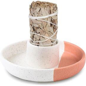 Sage Holder Burner, Ceramic Incense Holder, Smudging Tray for Palo Santo, White Sage, Incense Burner, Candles, Sage Bundle Smudge Bowl, Smudge and Offering Plate