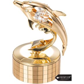 Valentine's Day Gift for Her - Dolphin Music Box Plays You are My Sunshine w/ 24K Gold Plated Crystal Studded Best Gift for Mom, Daughter, Friends, Family on Birthday, Anniversary, Holiday - Matashi