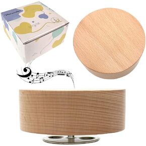 Pursuestar You are My Sunshine Music Box, Center Rotating 10cm Round Solid Wood Wind Up Musical Gift for Women Girls Mom Birthday Wedding Desktop Display